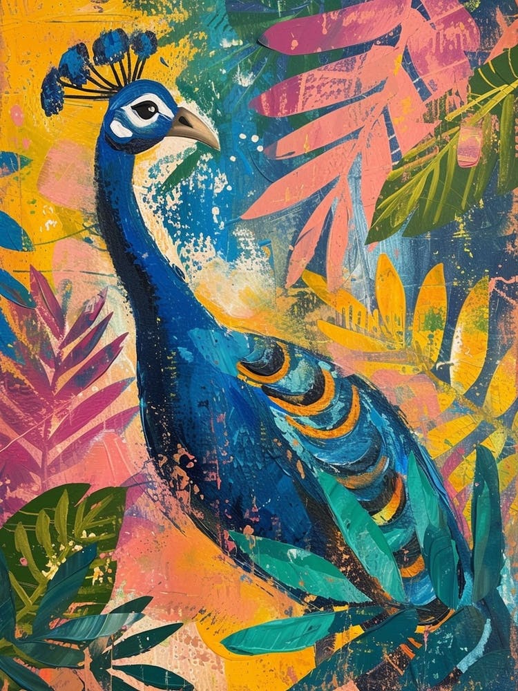 Colourful Tropical Peacock Painting 2