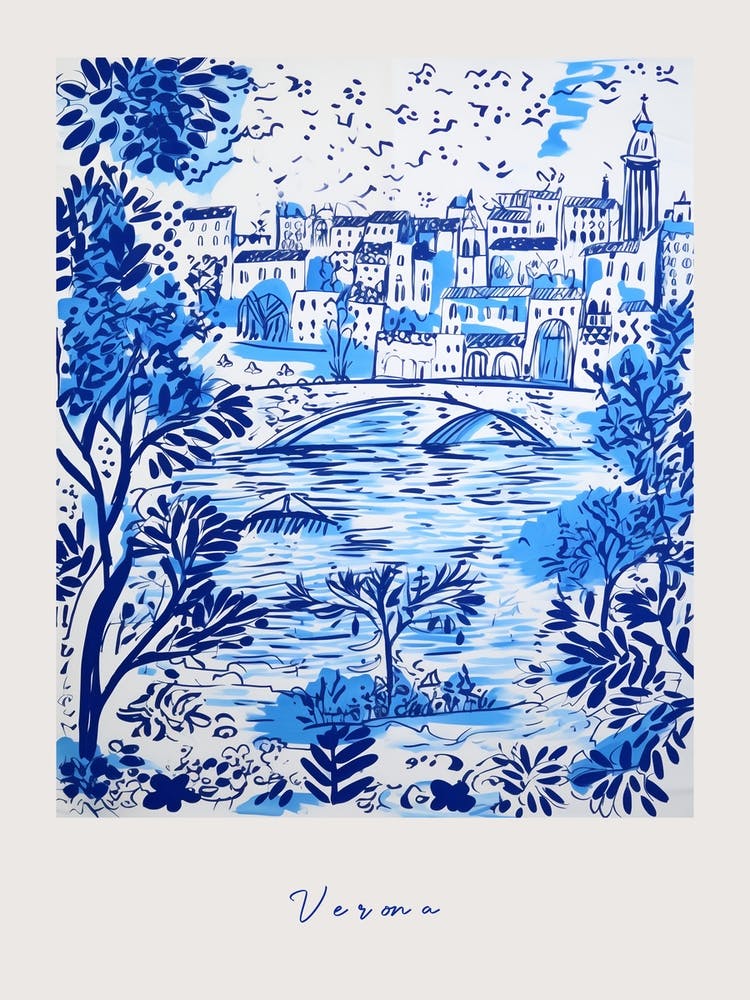 Verona Italien Blaues Zeichenposter
