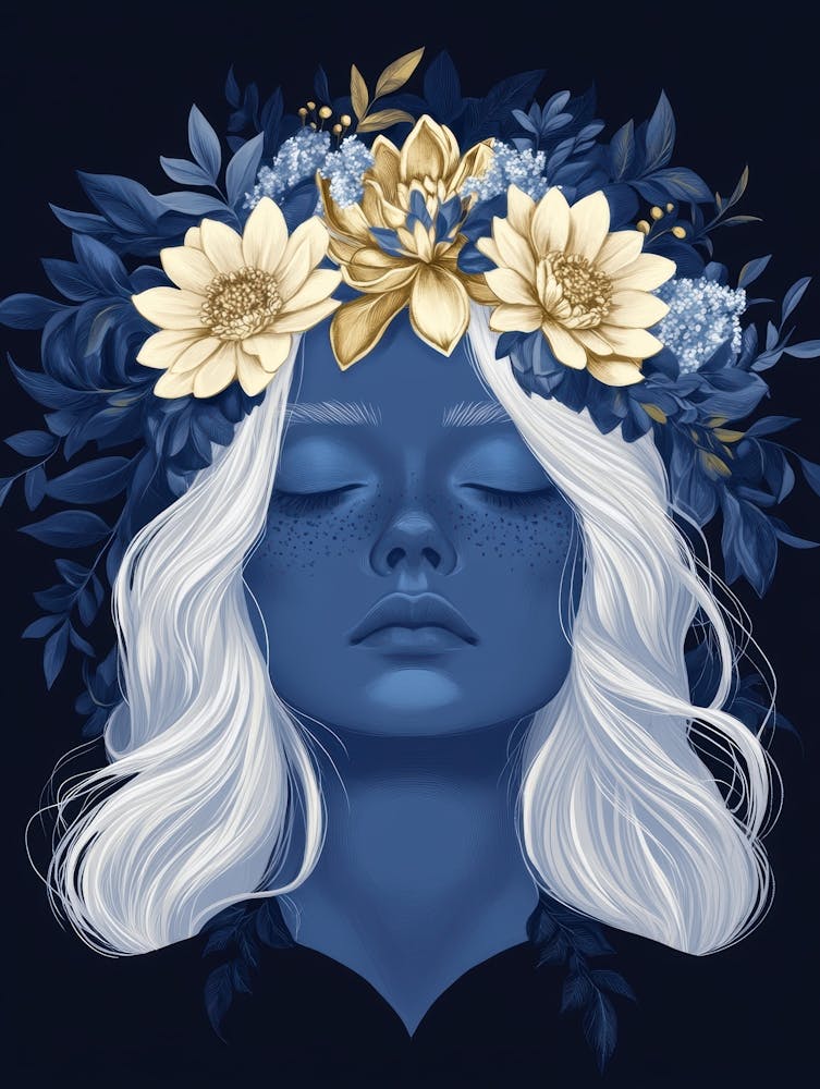 Blue Flower Girl 4