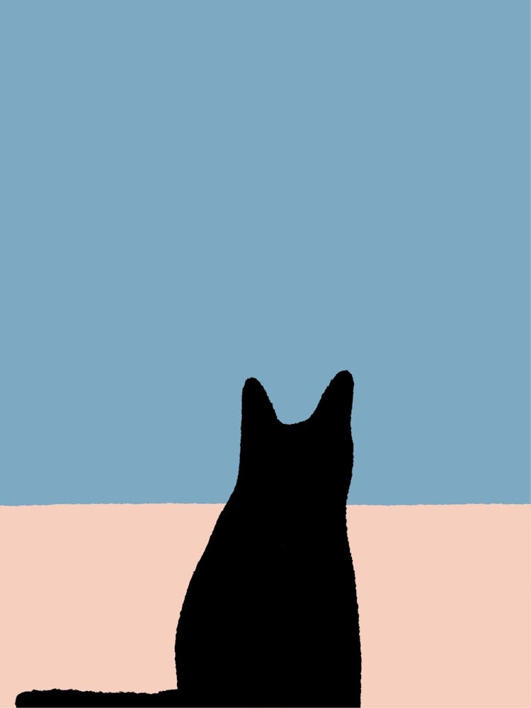 Cat Silhouette Blue