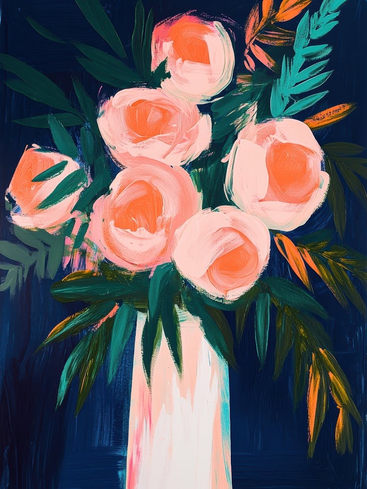 Pink Roses In A Vase 12
