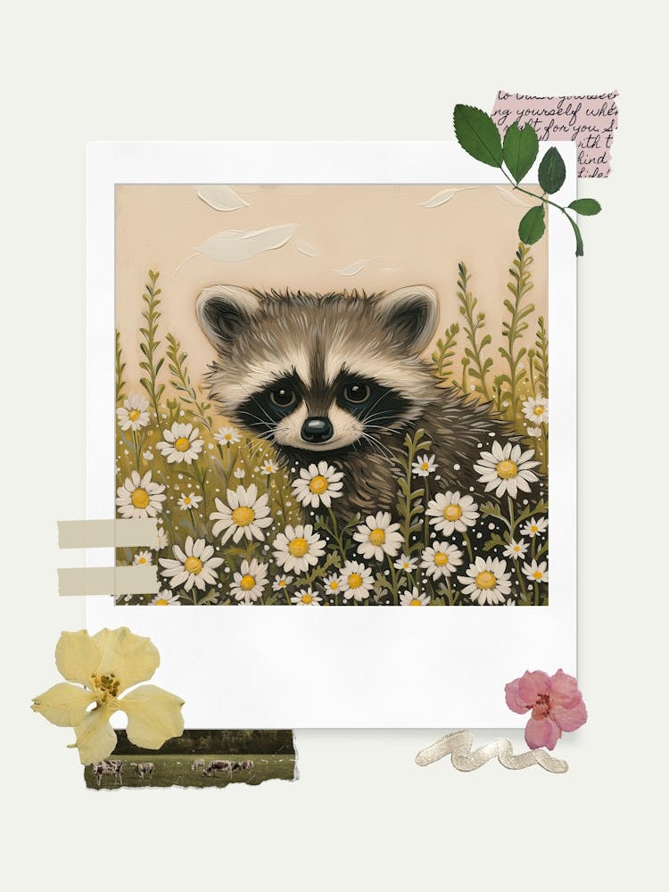Scrapbook Baby Raccoon Fairycore Painting 3