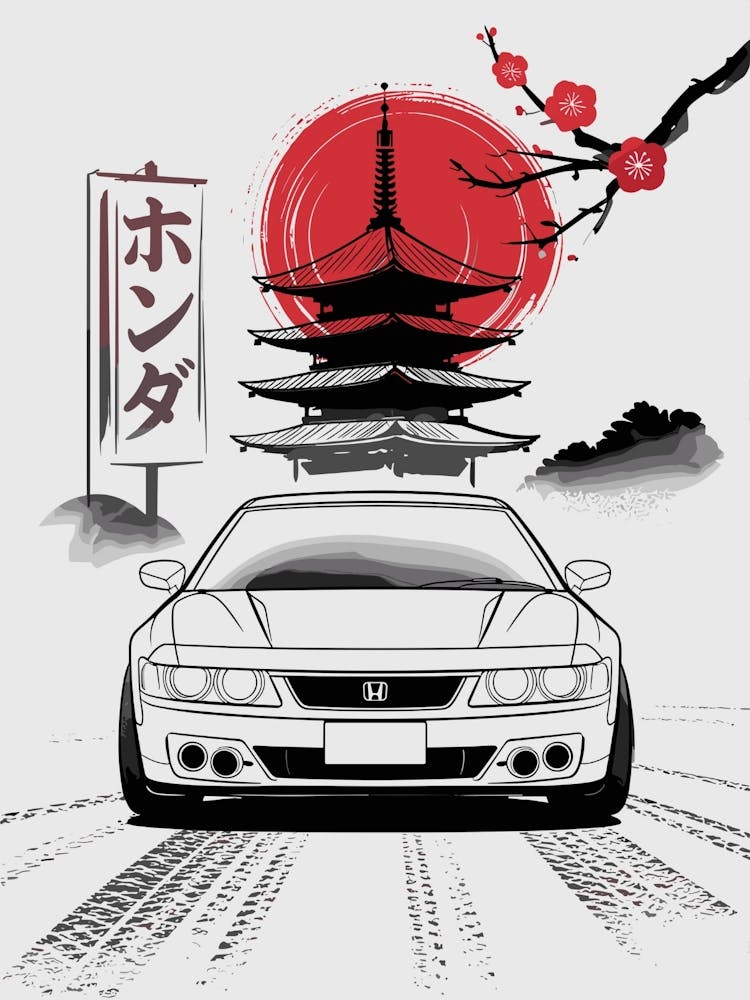 Vintage Japanese Car Sunset