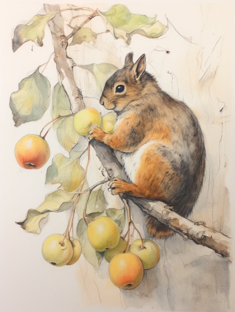 Storybook Animal Watercolour Squirrel 4