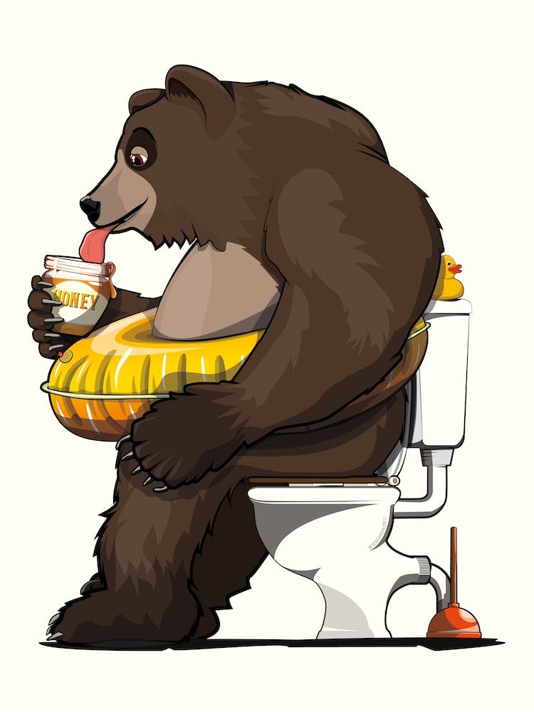 Brown Bear On Toilet
