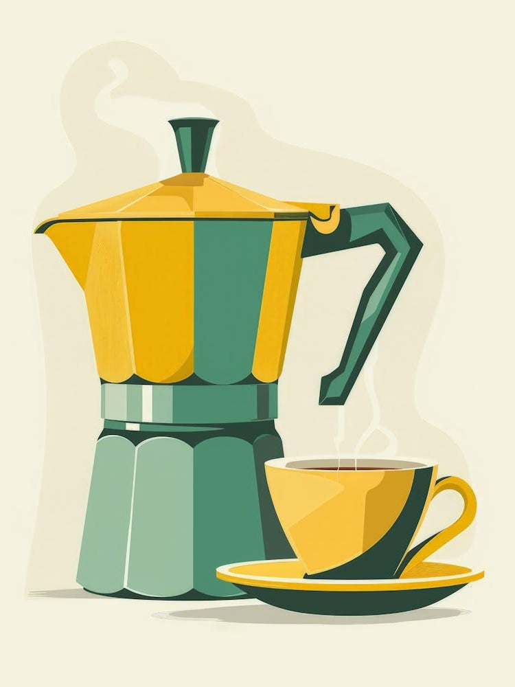 Vintage Coffee Pot And Cup