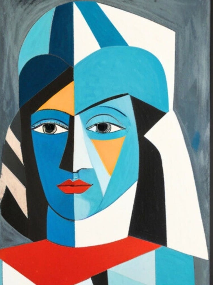 Woman In Blue And Red