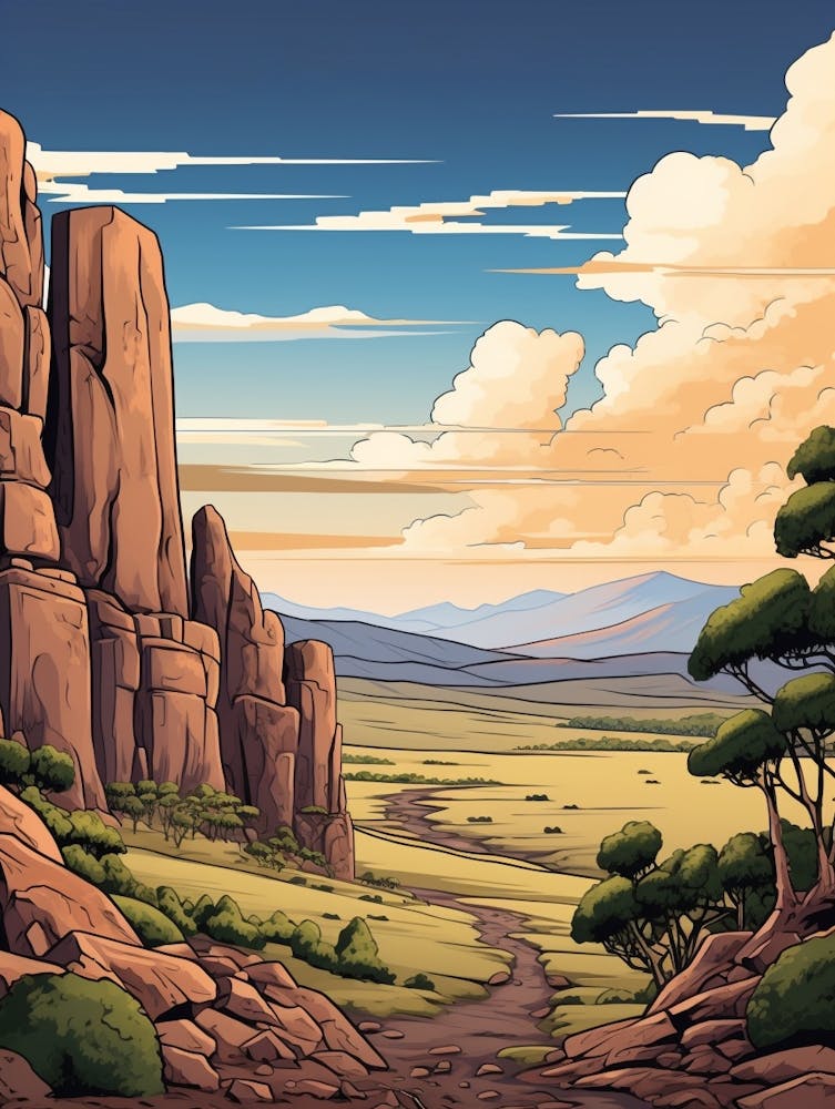 Overland Track Australien 2 Vintage Reise-Illustration