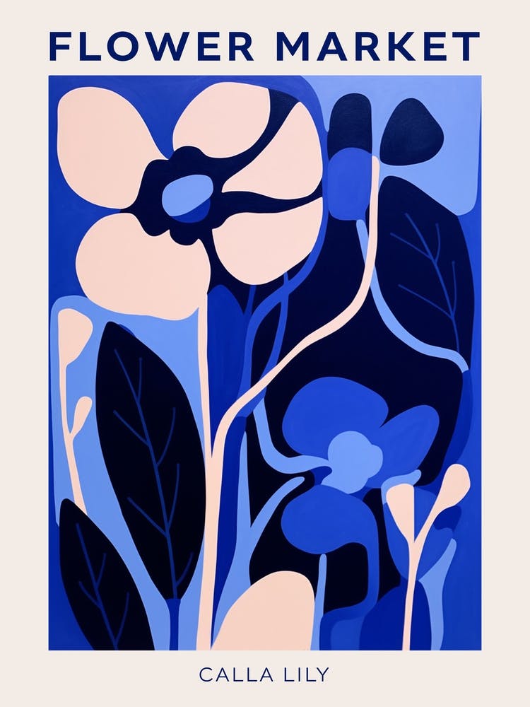 Blue Flower Market Poster Calla Lily
