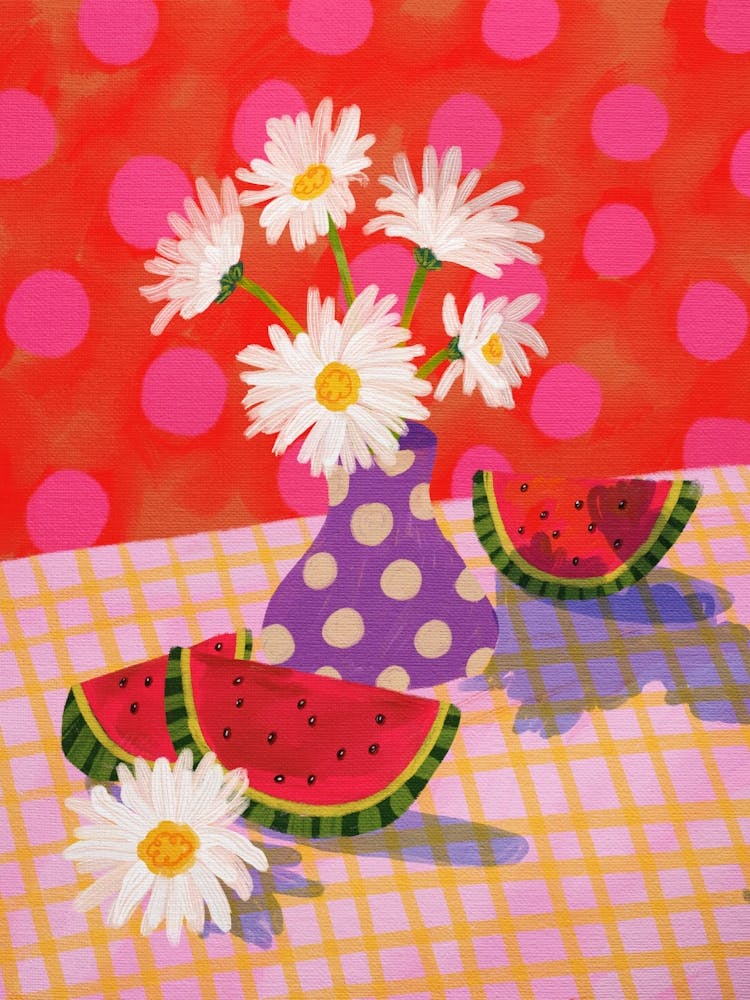 Watermelon And Daisies