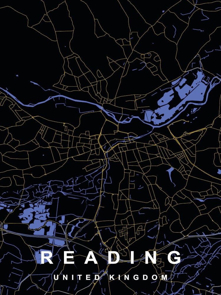 Reading City Map Black and Gold