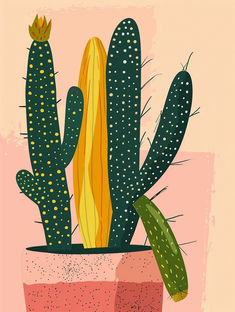 Cactus Plant Minimalist Illustration 8