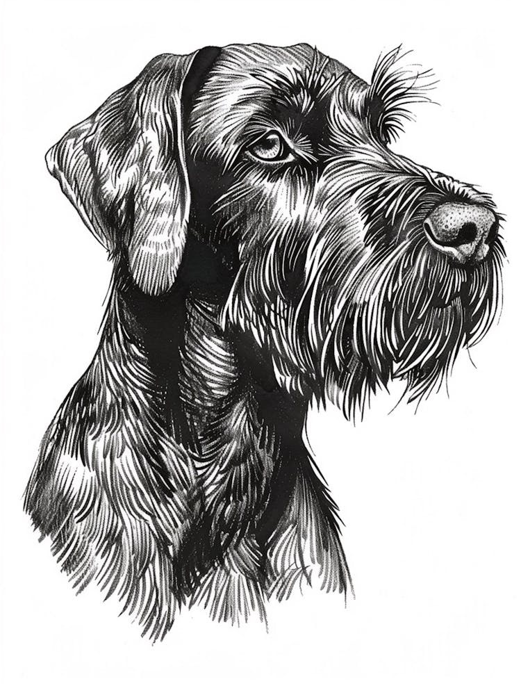 German Wirehaired Dog Line Sketch 3