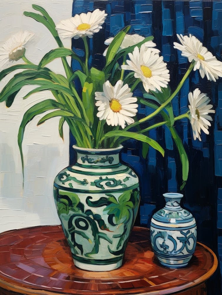 Flowers In A Vase Still Life Painting Oxeye Daisy 3
