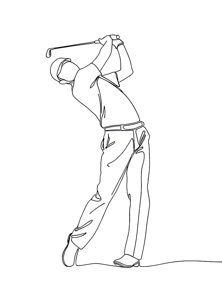 Golfer Swinging A Golf Club