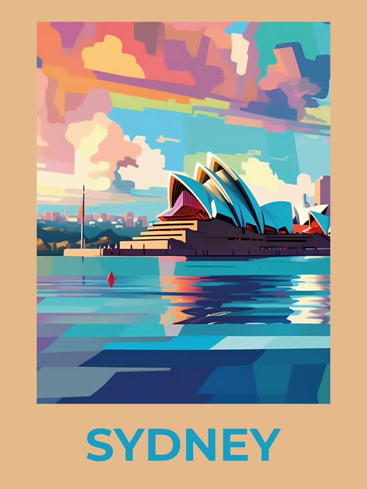 Sydney Opera House Old art print.