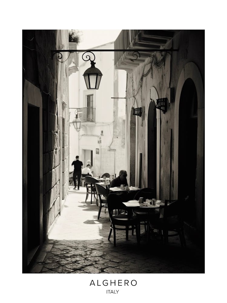 Poster Of Alghero, Italy, Black And White Analogue Photography 1