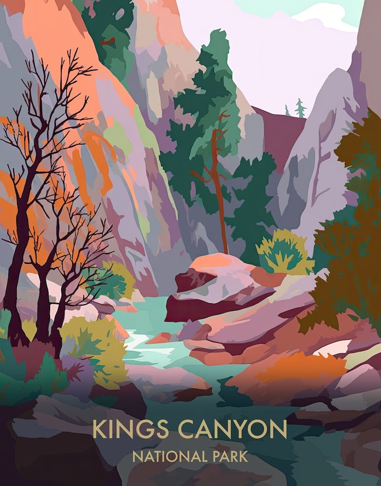 Kings Canyon National Park Travel Poster Matisse Style 4