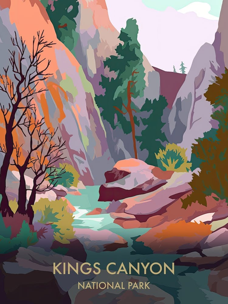 Kings Canyon National Park Travel Poster Matisse Style 4
