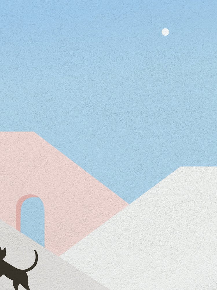 Minimal art Cat On A Roof