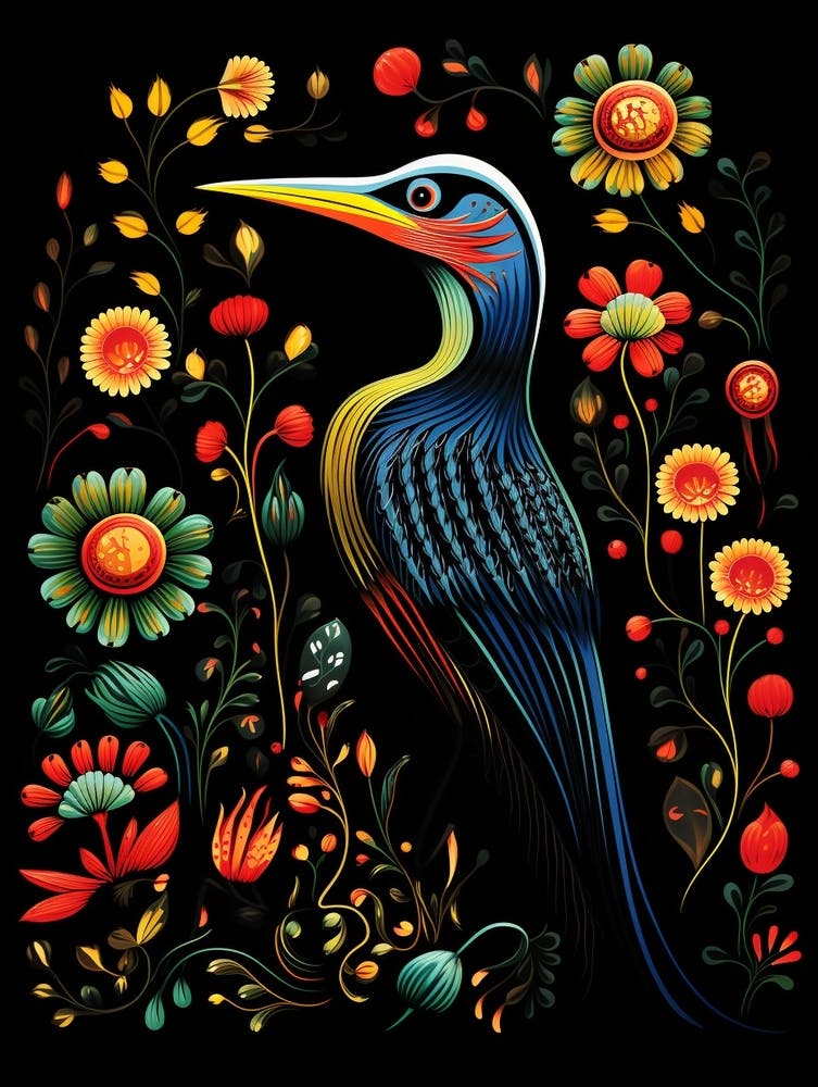 Folk Bird Illustration Cormorant 3