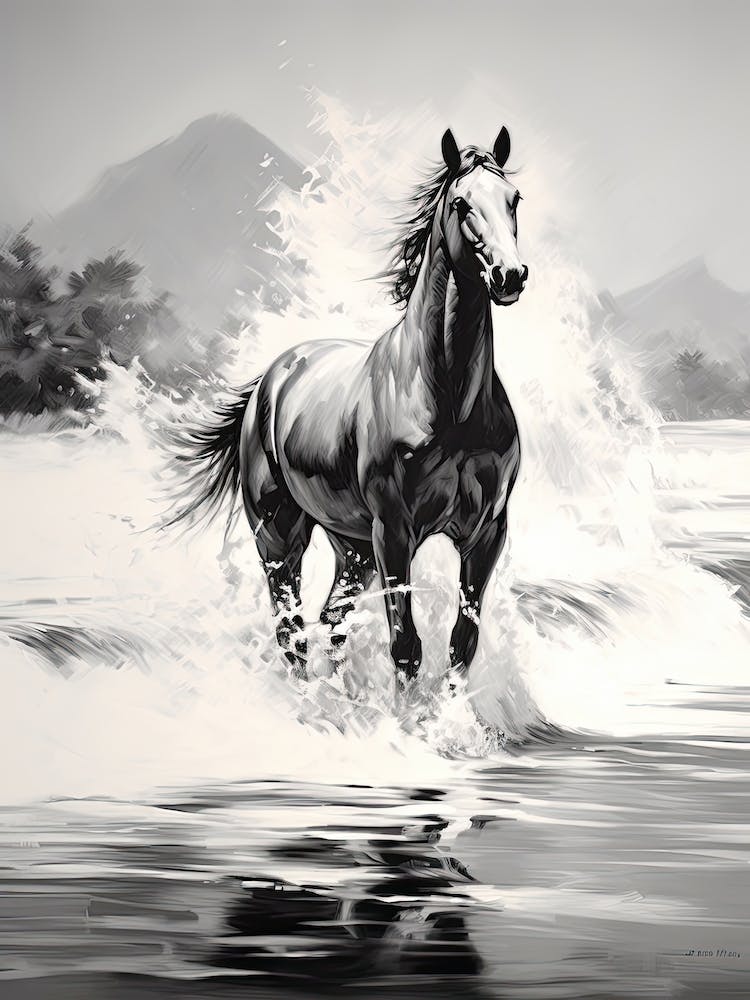 A Horse Oil Painting In Kaanapali Beach Hawaii, Usa, Portrait 1