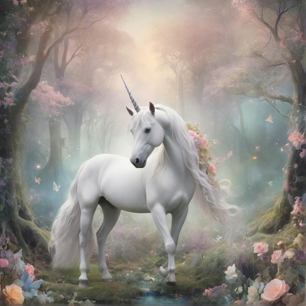 Unicorn In The Forest