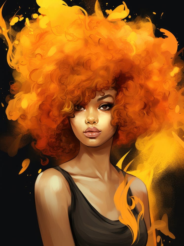 Afro Girl With Fire