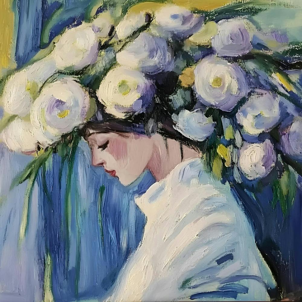 Flowers On A Woman'S Head