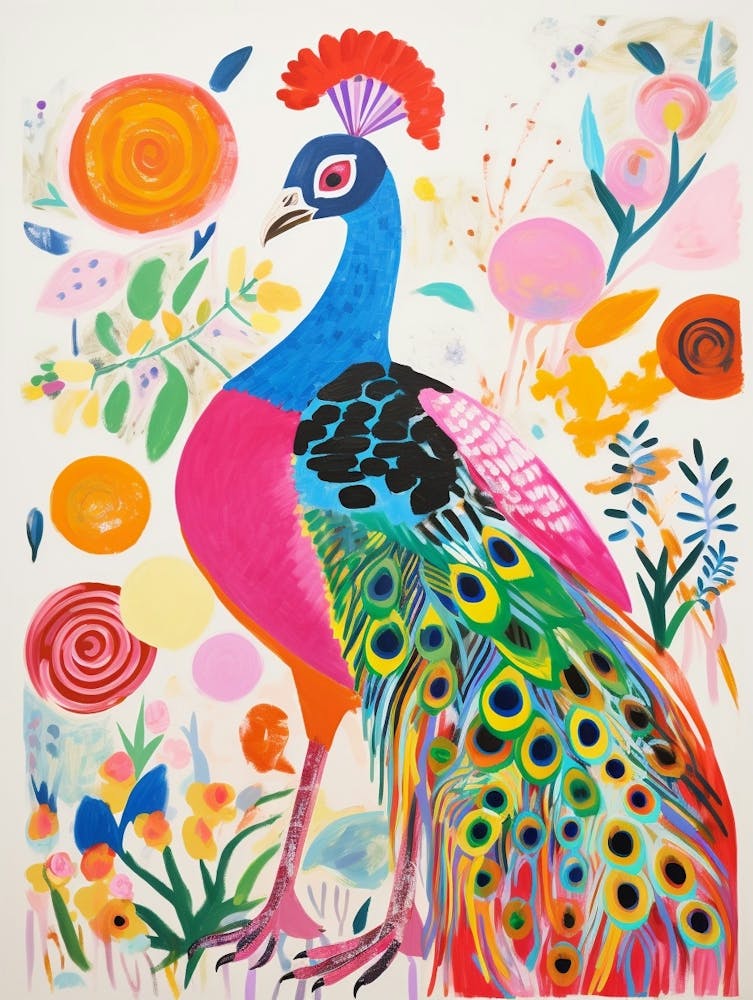 Colourful Bird Painting Peacock 2
