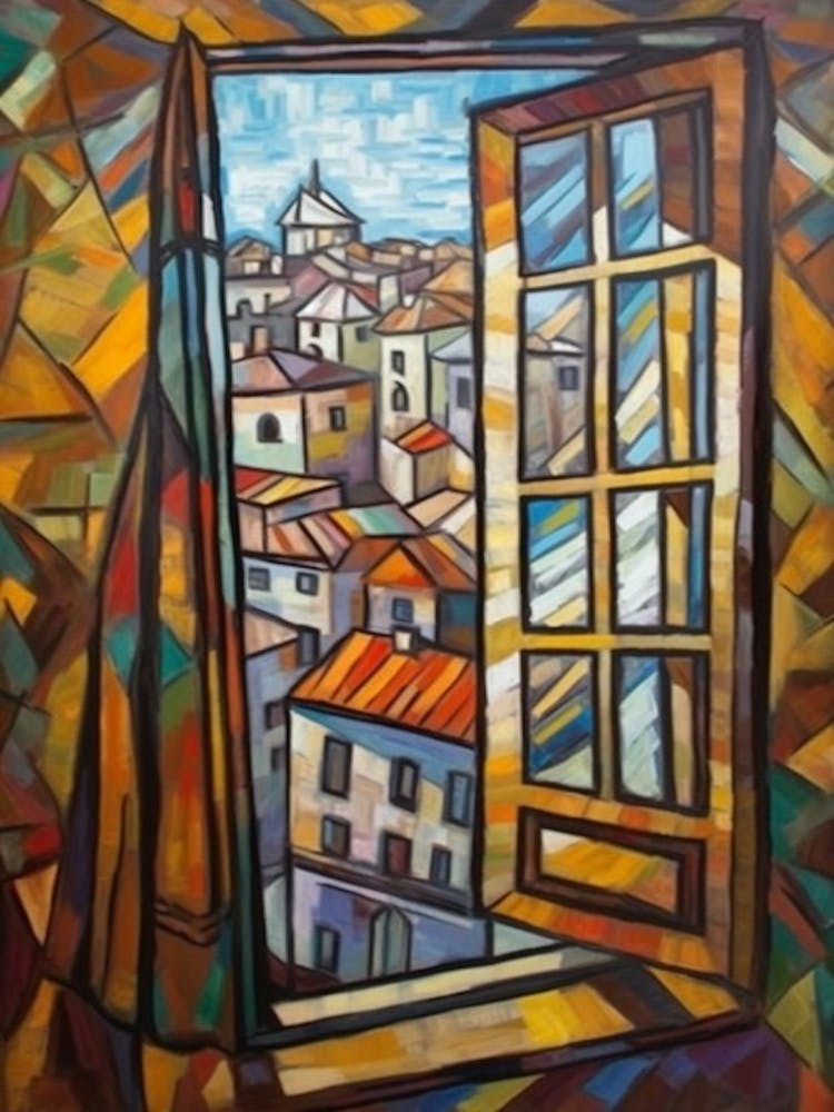 Window View Of Moscow Russia In The Style Of Cubism 1