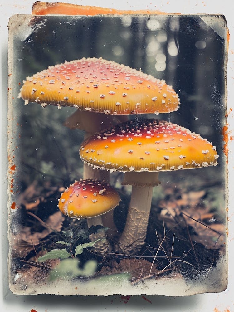 Mushrooms Retro Photo Inspired 4