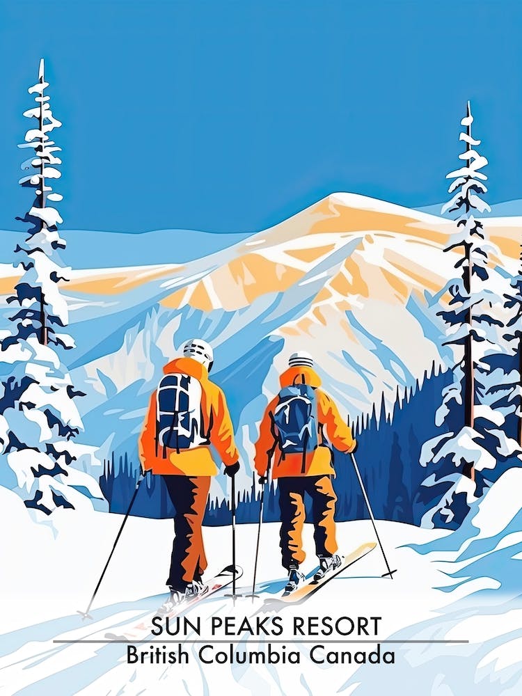 Sun Peaks Resort   British Columbia Canada, Ski Resort Poster Illustration 0