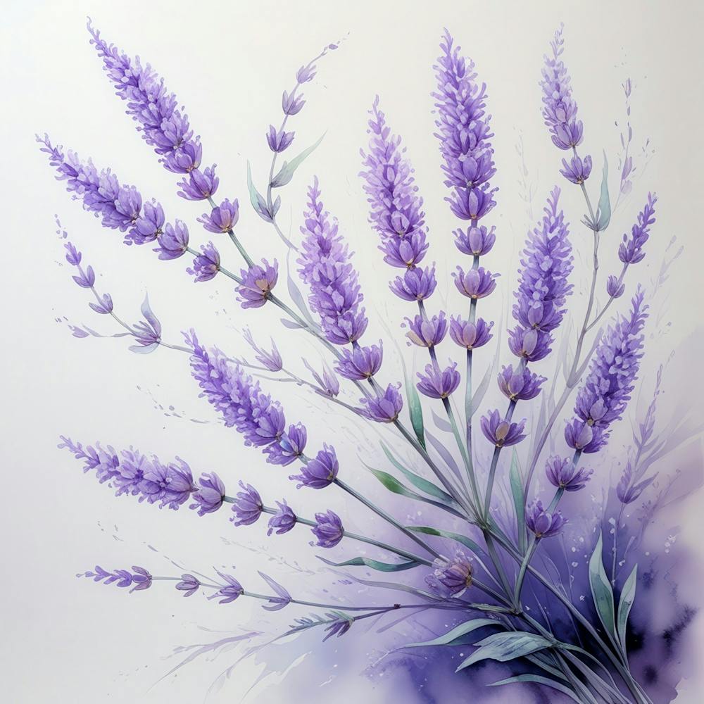 Fleurs de Lavande à l'Aquarelle