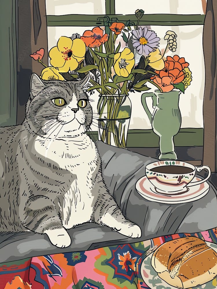 Tea Time With A Scottish Fold Cat 1