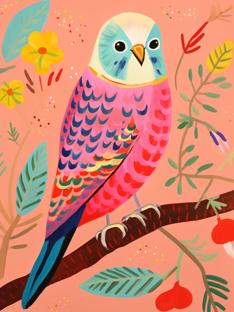 Pink Scandi Budgerigar 3