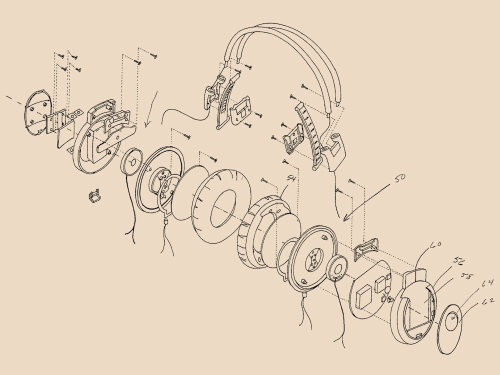 Headphones Patent Drawing Vintage Poster 03