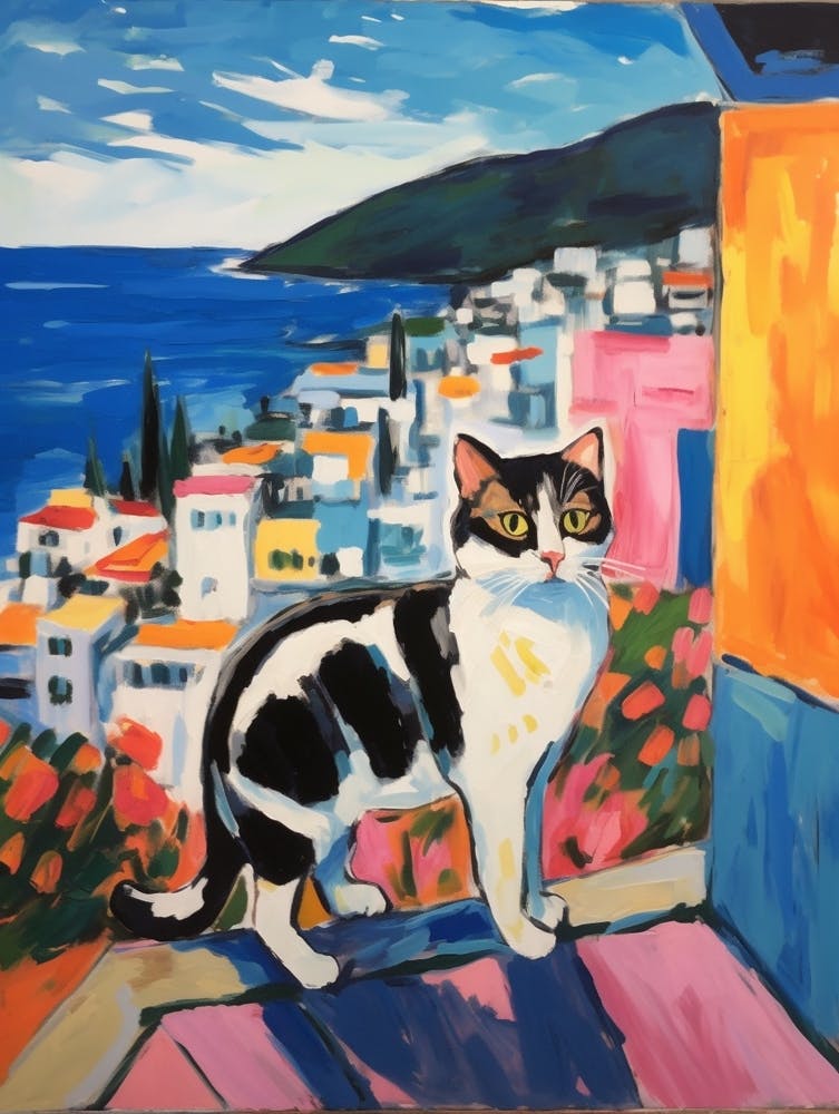 Painting Of A Cat In Sorrento Italy 2
