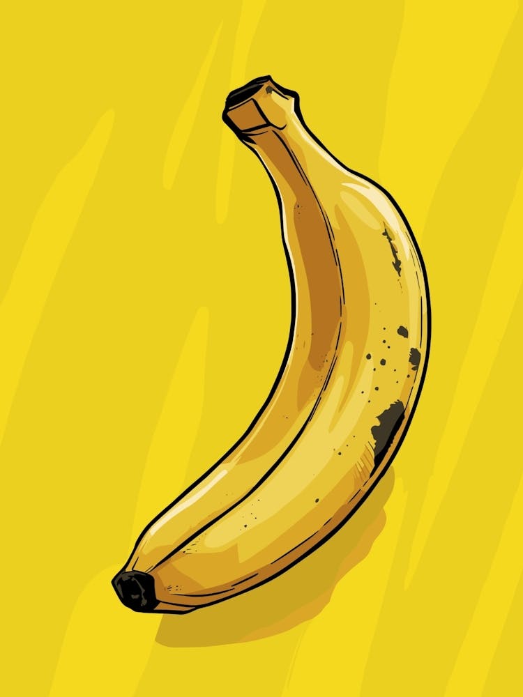 Banana On Yellow Background
