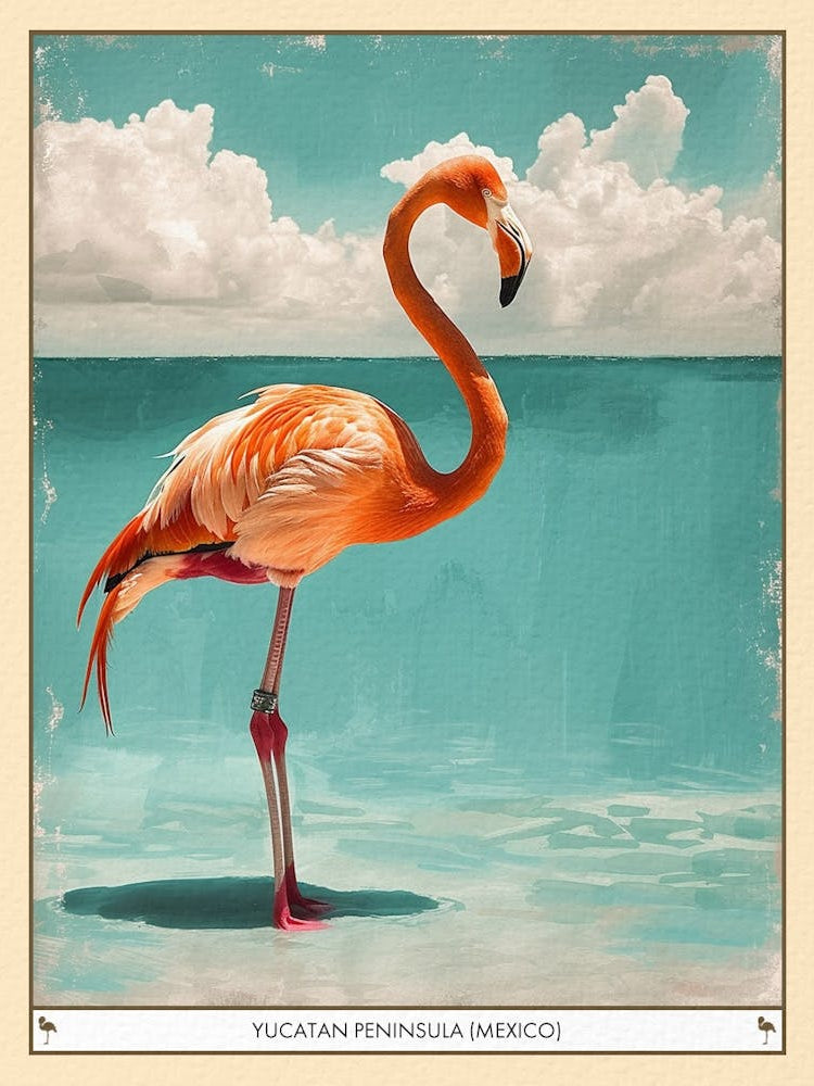 Greater Flamingo Yucatan Peninsula Mexico Tropical Illustration 2 Poster