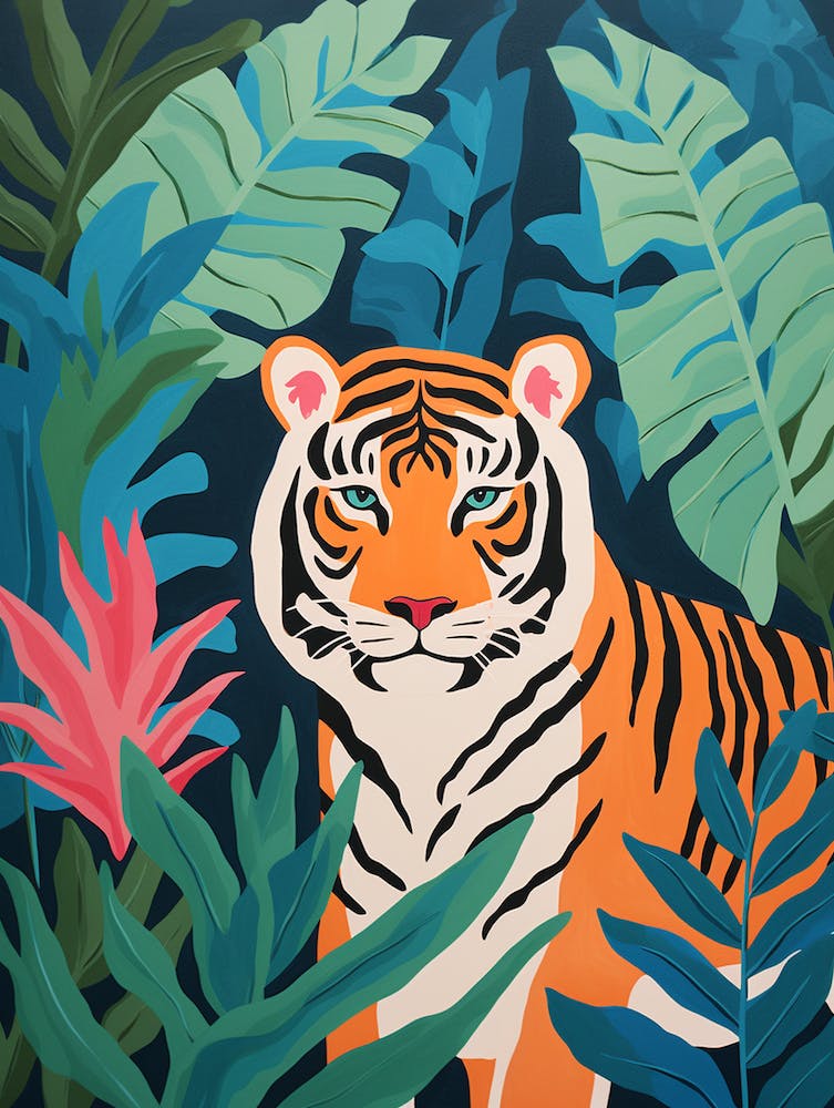 Matisse Inspired Abstract Jungle Tiger Poster