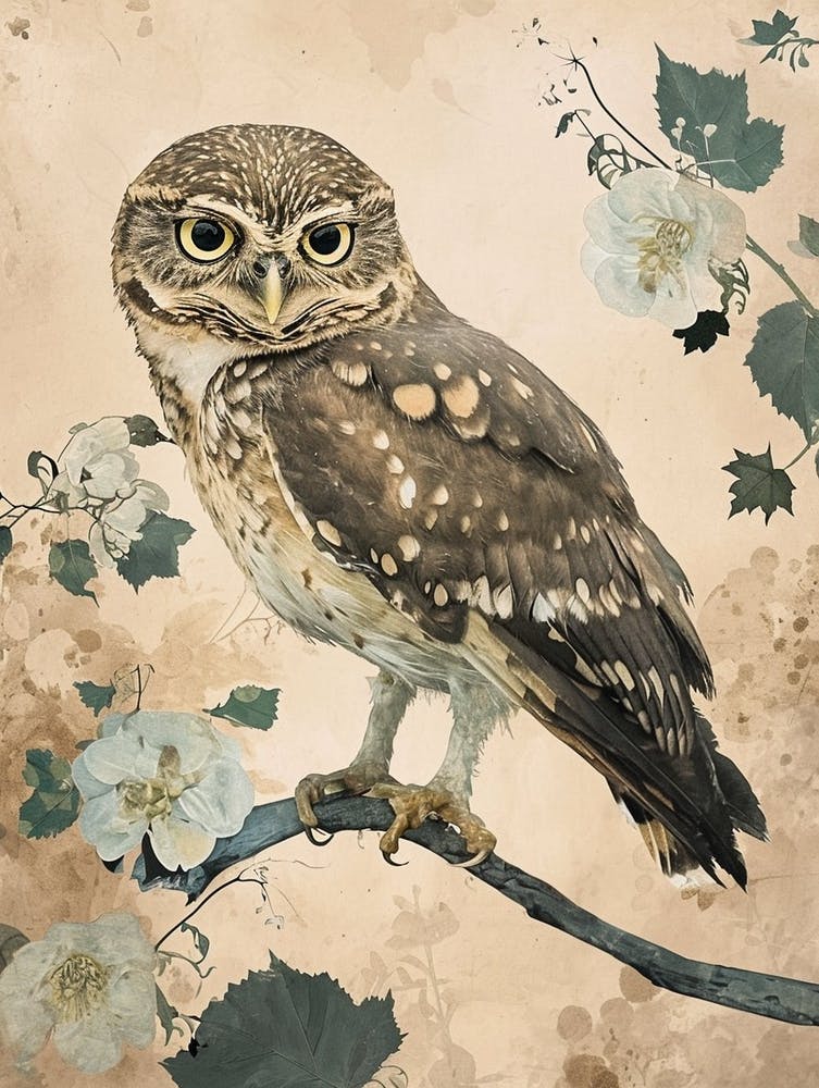 Burmese Fish Owl Japanese Painting 4
