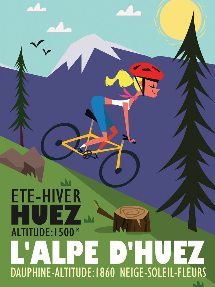 L'Alpe D'Huez Mountainbike-Poster Art Print by Gary Godel – Fy!