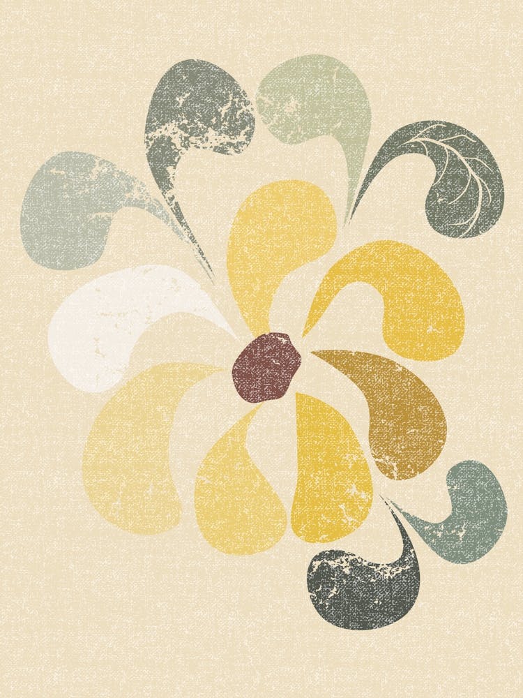 Abstract Paper Cut Flower Butter Yellow