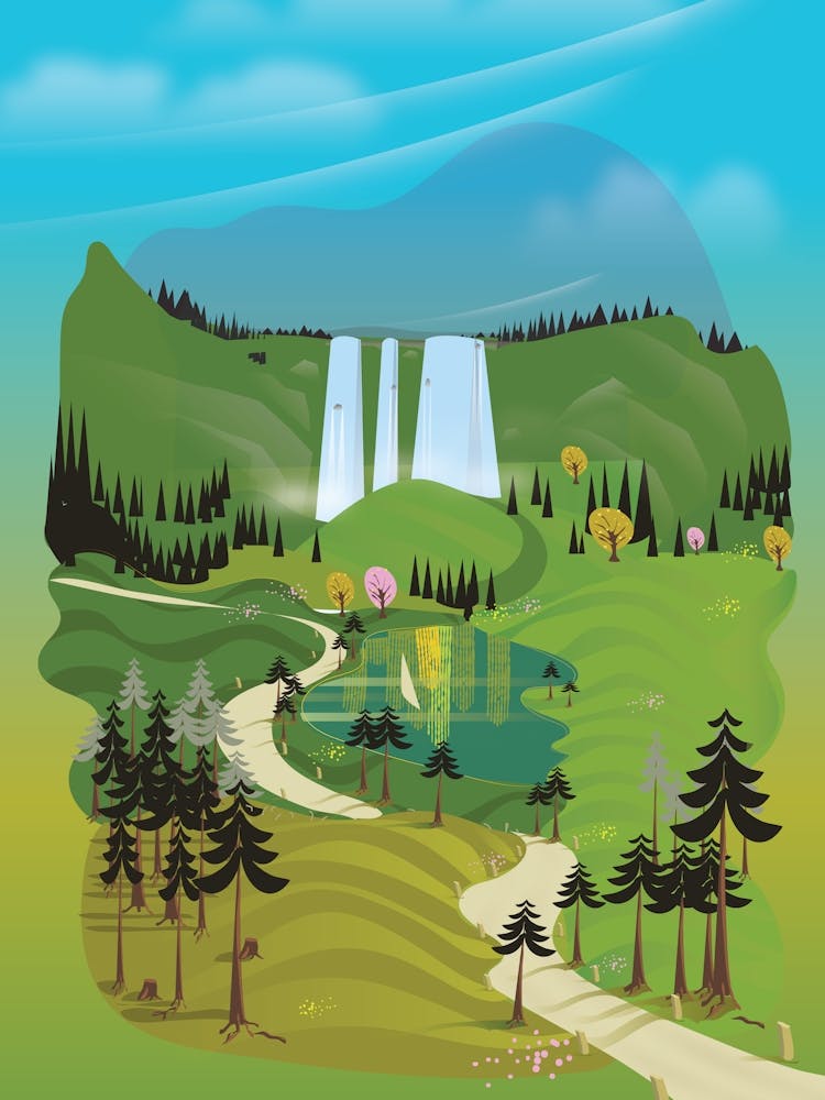 Landscape With Waterfall