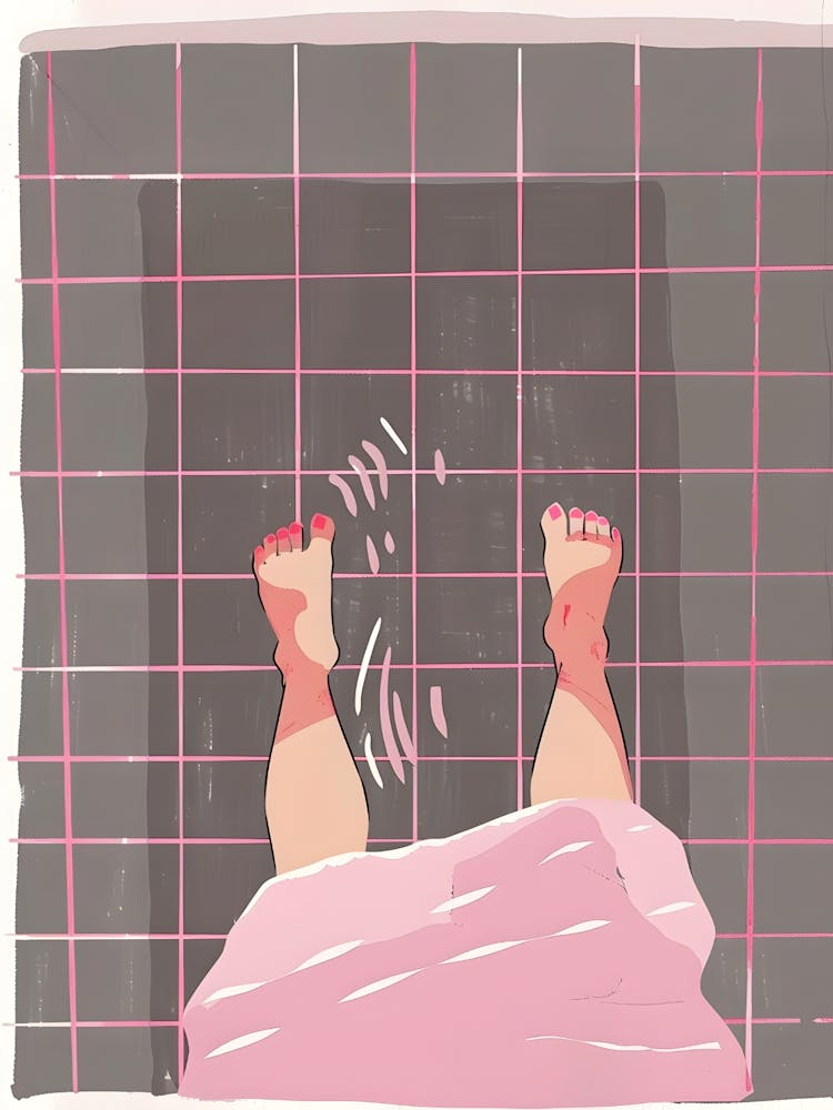 Woman'S Feet In The Shower