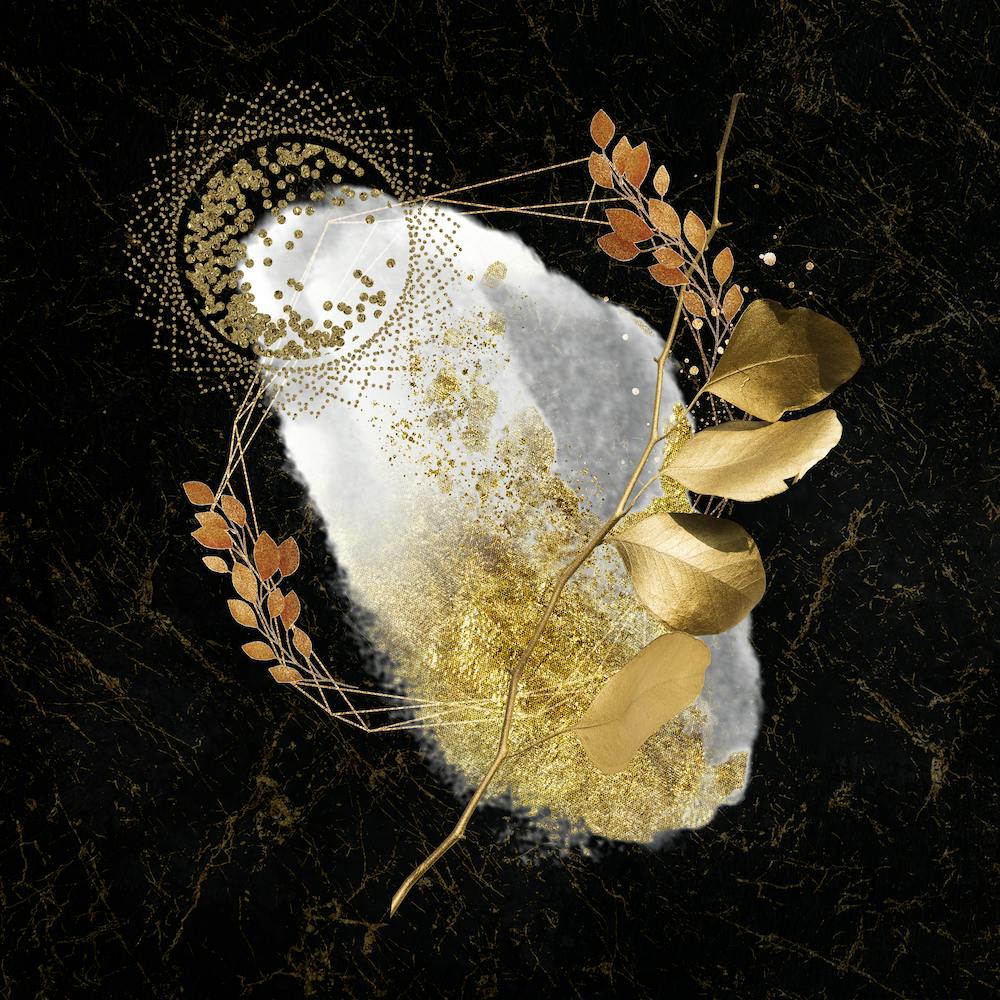 Feuille Blanche et Or Luxueuse