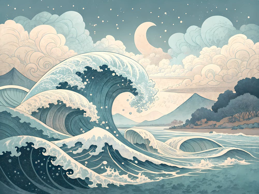 Retro Vintage Style A Deconstructed Seascape With