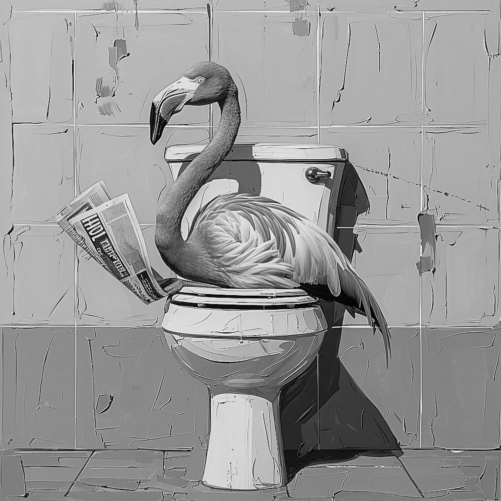 Flamingo On Toilet