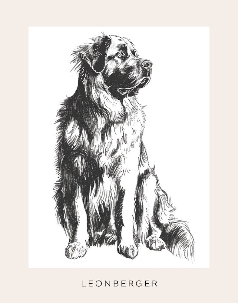 Leonberger Dog Line Sketch 2 Poster